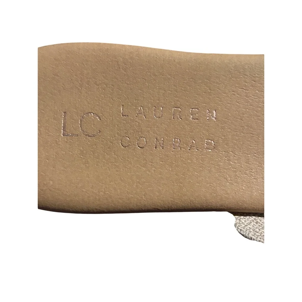 LC Lauren Conrad Azeret Natural Crisscross Slide Sandals Tan Neutral Womens 7